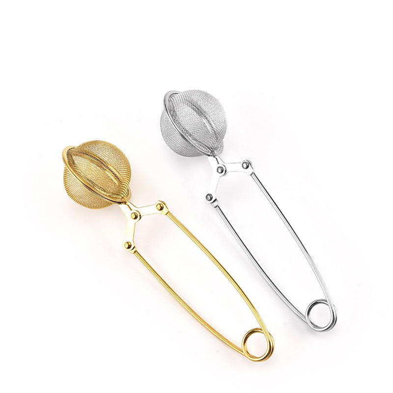 Stainless Steel Mesh Tea Ball Clip Household Handle Tea Round Filter