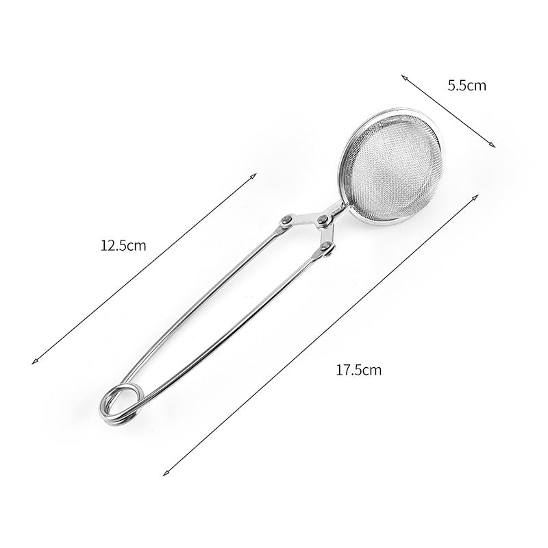 Stainless Steel Mesh Tea Ball Clip Household Handle Tea Round Filter