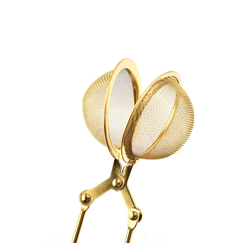 Stainless Steel Mesh Tea Ball Clip Household Handle Tea Round Filter
