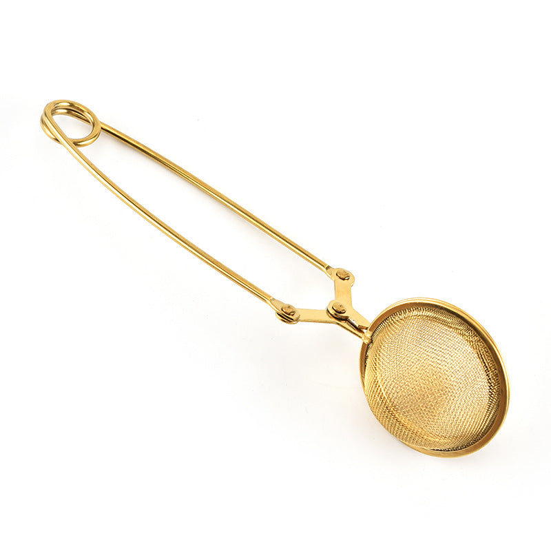 Stainless Steel Mesh Tea Ball Clip Household Handle Tea Round Filter